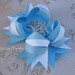 Cinderella Hair Bow Tiara Rhinestone Center White and Blue Princess Bow