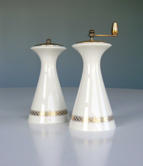 Items similar to Vintage Lenox Salt and Pepper Shakers Mill Porcelain Grinder on Etsy