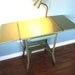 Vintage Typewriter Table Stand Cart Metal Industrial Green Lamp WORKS