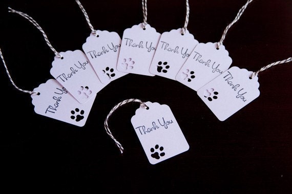 Thank You Tags with Dog/Cat Paw Print, Set of 8