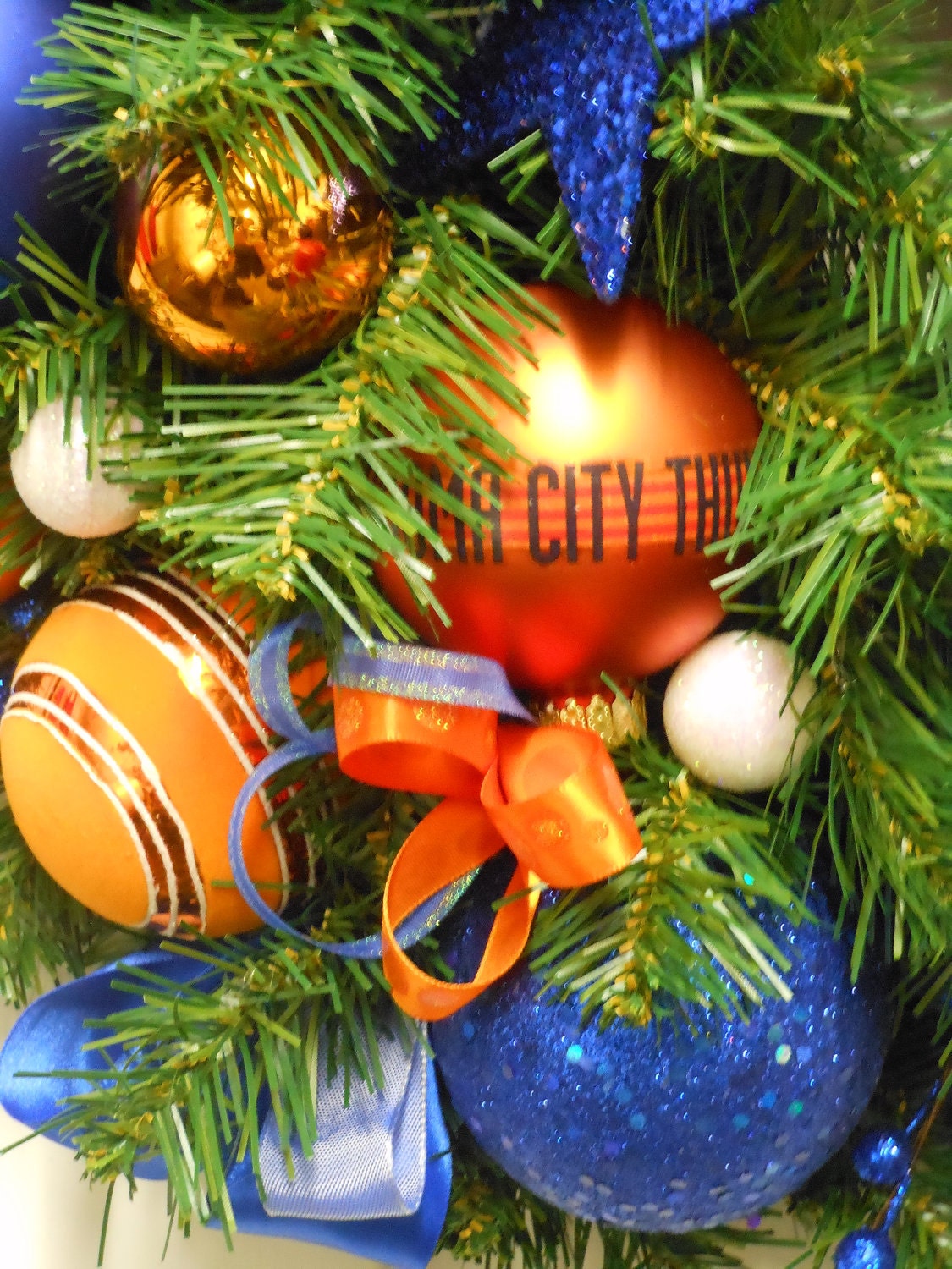 OKLAHOMA CITY THUNDER Basketball Wreath Trademark Pennant Ornaments Custom All-Season Wreath