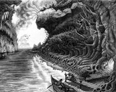 The Fjord Original Ink Drawing