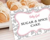 Custom Pink & Grey Buffet Food Labels