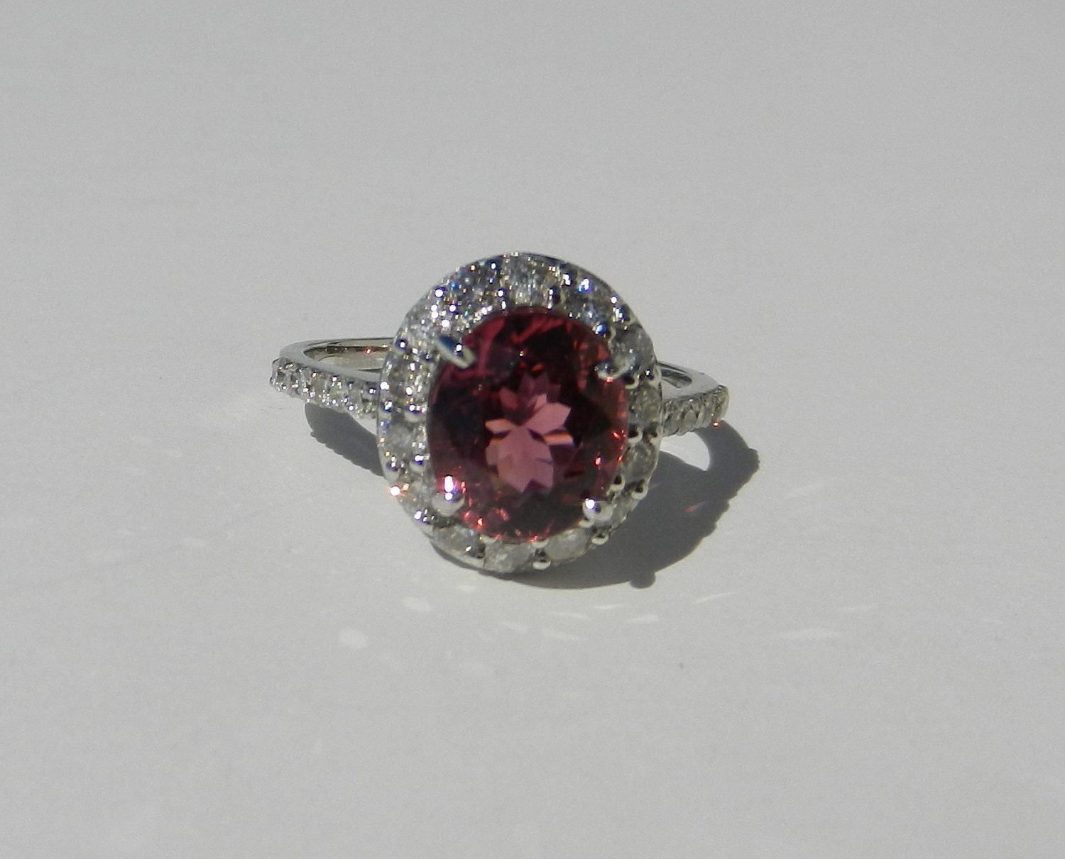 GIA Certified Natural Untreated 2.63 CT Pink Tourmaline & Diamond Ring 14KT Gold W/ Appraisal