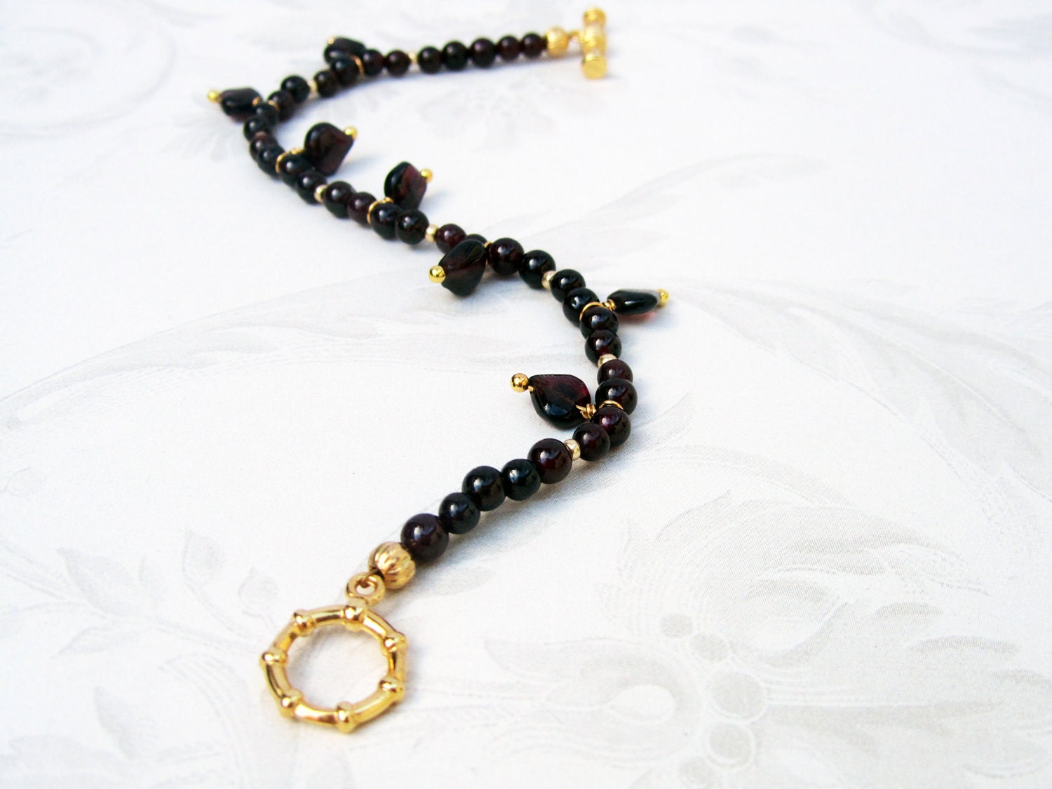 Delicate garnet gemstone beaded bracelet