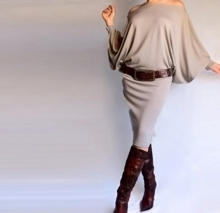 Wide Neckline Dress/Tunic made from Soft Cotton Elastane