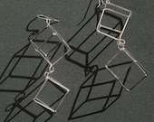 Geometric Jewelry.  Handmade sterling silver double cube earrings.