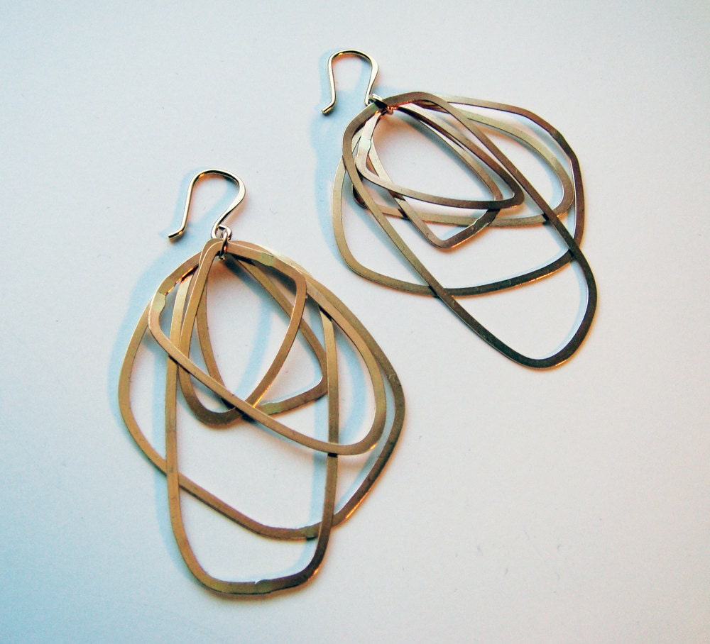 Layered gold earrings.  Handmade stacked hoops.  Sunny Earrings