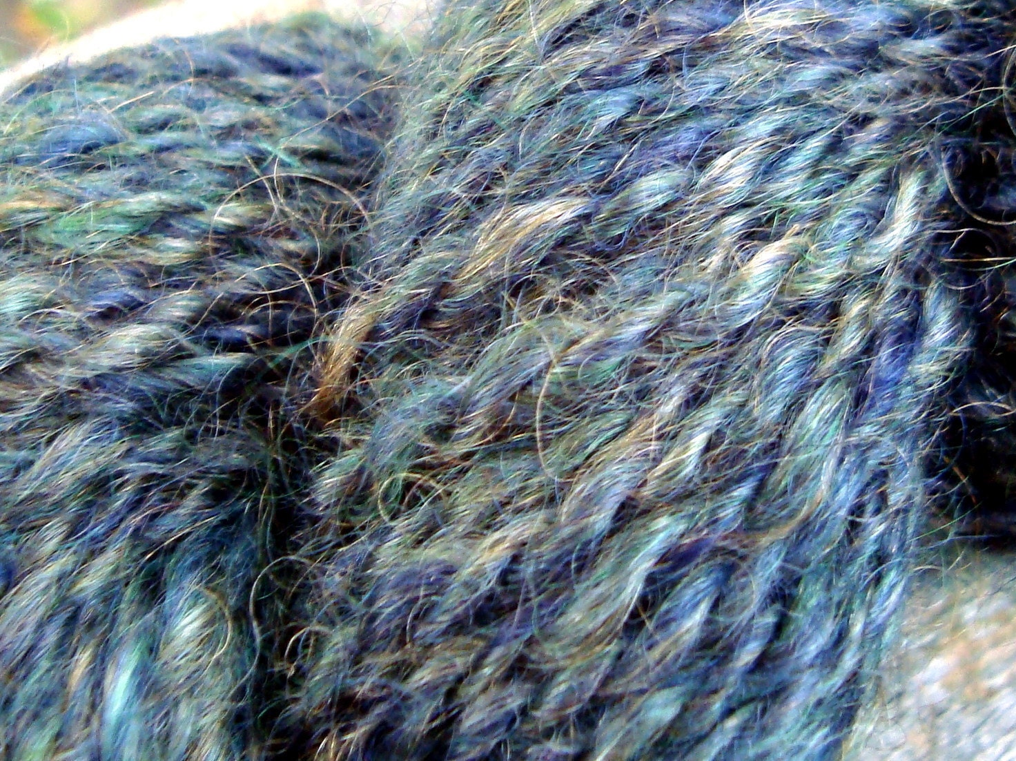 SALE Black Friday/Cyber Monday- Handspun Yarn, Wool/Mohair Blend: Blue-Green - KnitMomWi