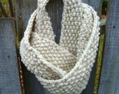 SALE Black Friday/Cyber Monday- Hand Knit Infinity Cowl in Wheat - Extra Long, Double Wrap - KnitMomWi