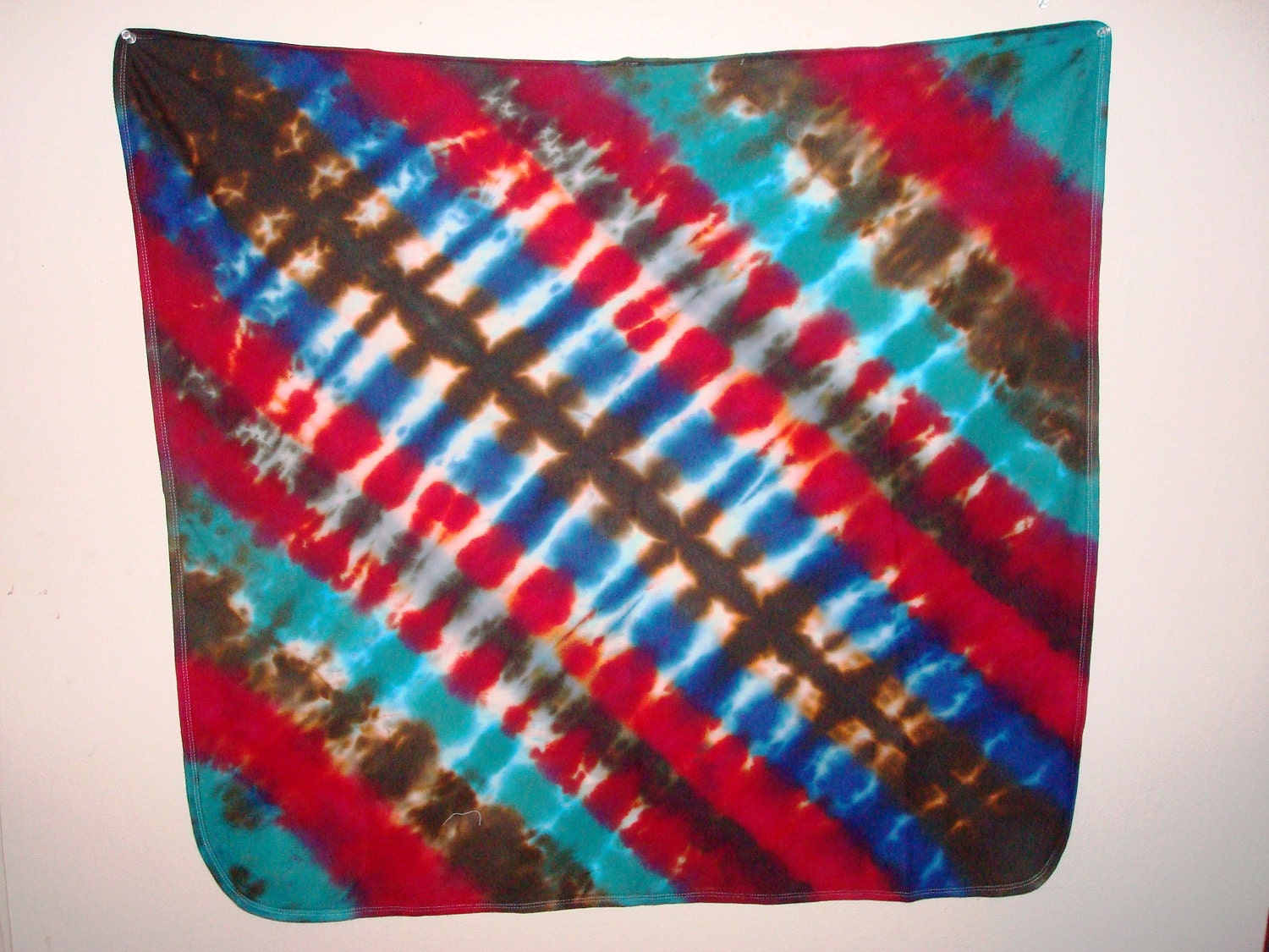 cotton jersey receiving blanket 30"x30" (red, brown, blue)
