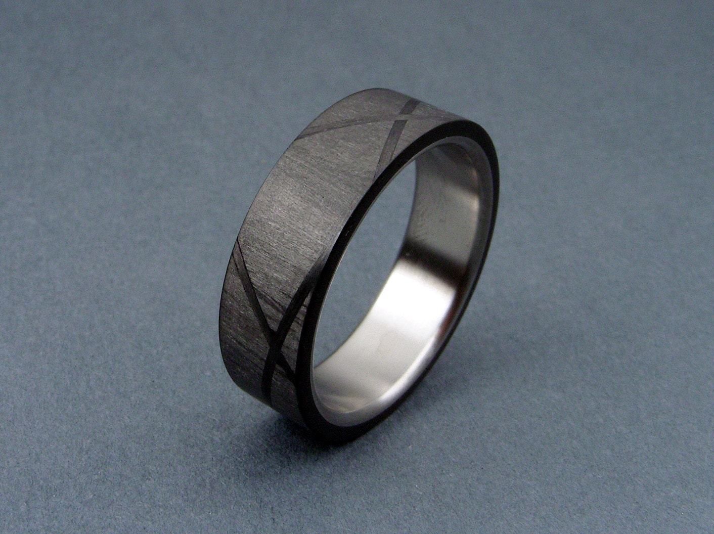 Carbon Fiber and Titanium ring -- Helix Pattern