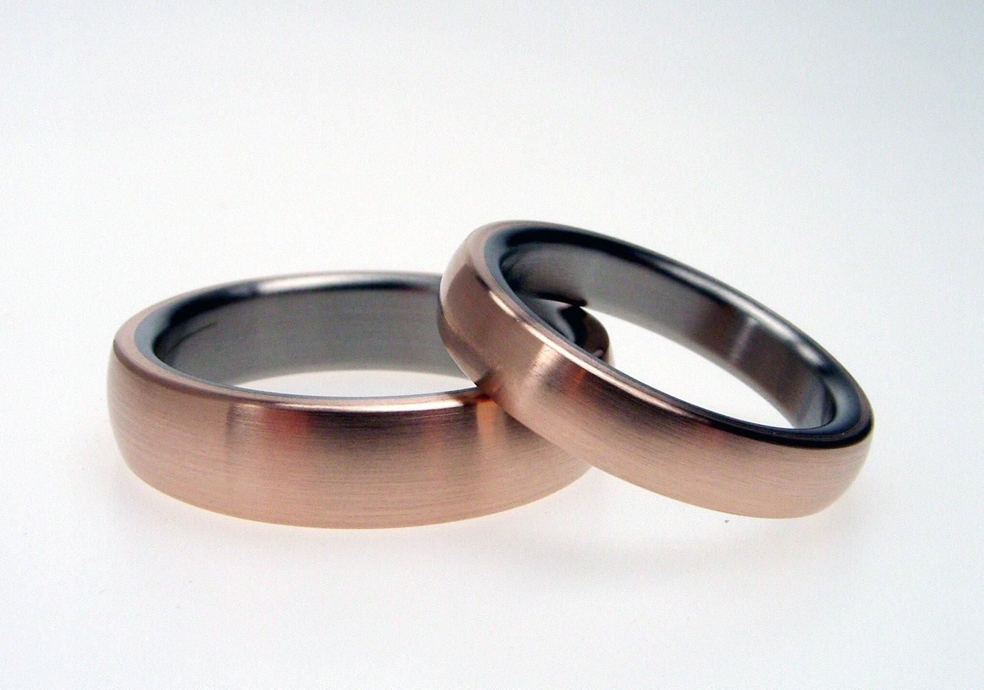 Titanium and Bronze Wedding Ring Set - Bronze Exterior Titanium ...