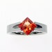 Unique Engagement Ring - Titanium Tension-Set - Groove design with Satin Finish and Princess-cut Padparascha Sapphire
