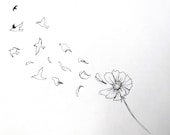 Gone with the wind- print of fine art original pen and Ink drawing.