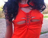 HOT and Destroyed Orange Shredded Shirt
