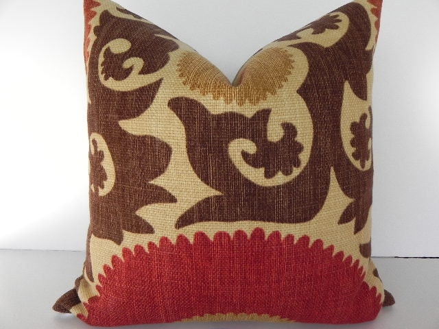 Suzani 16X16 Pillow Cover Braemore Designer Home Decor Fabric-Throw Pillow-Accent Pillow-Toss Pillow-Red