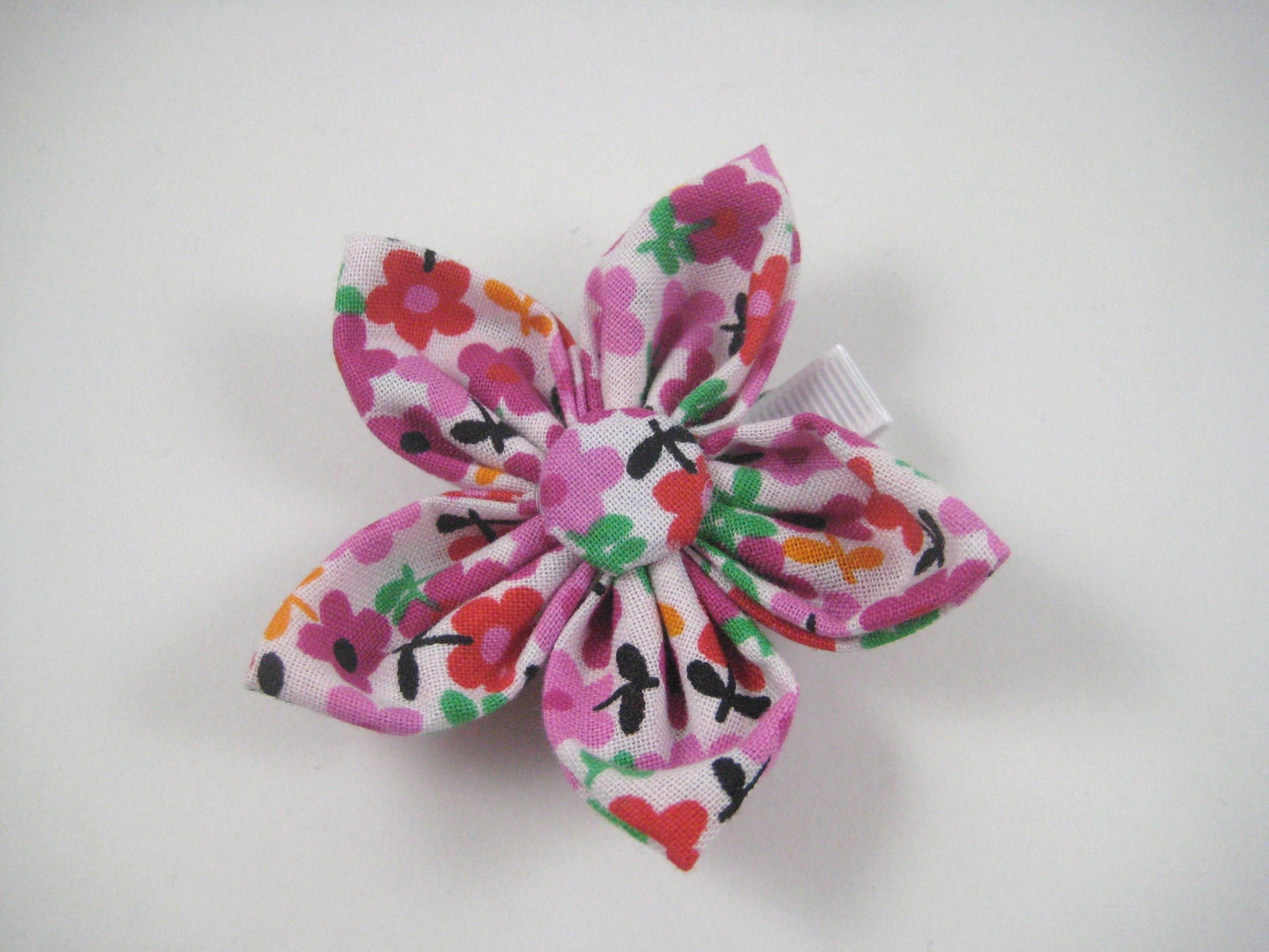 Flower Hair Clip - Flower Hair Bow - Kanzashi Flower - Spring Fabric Hair Clip