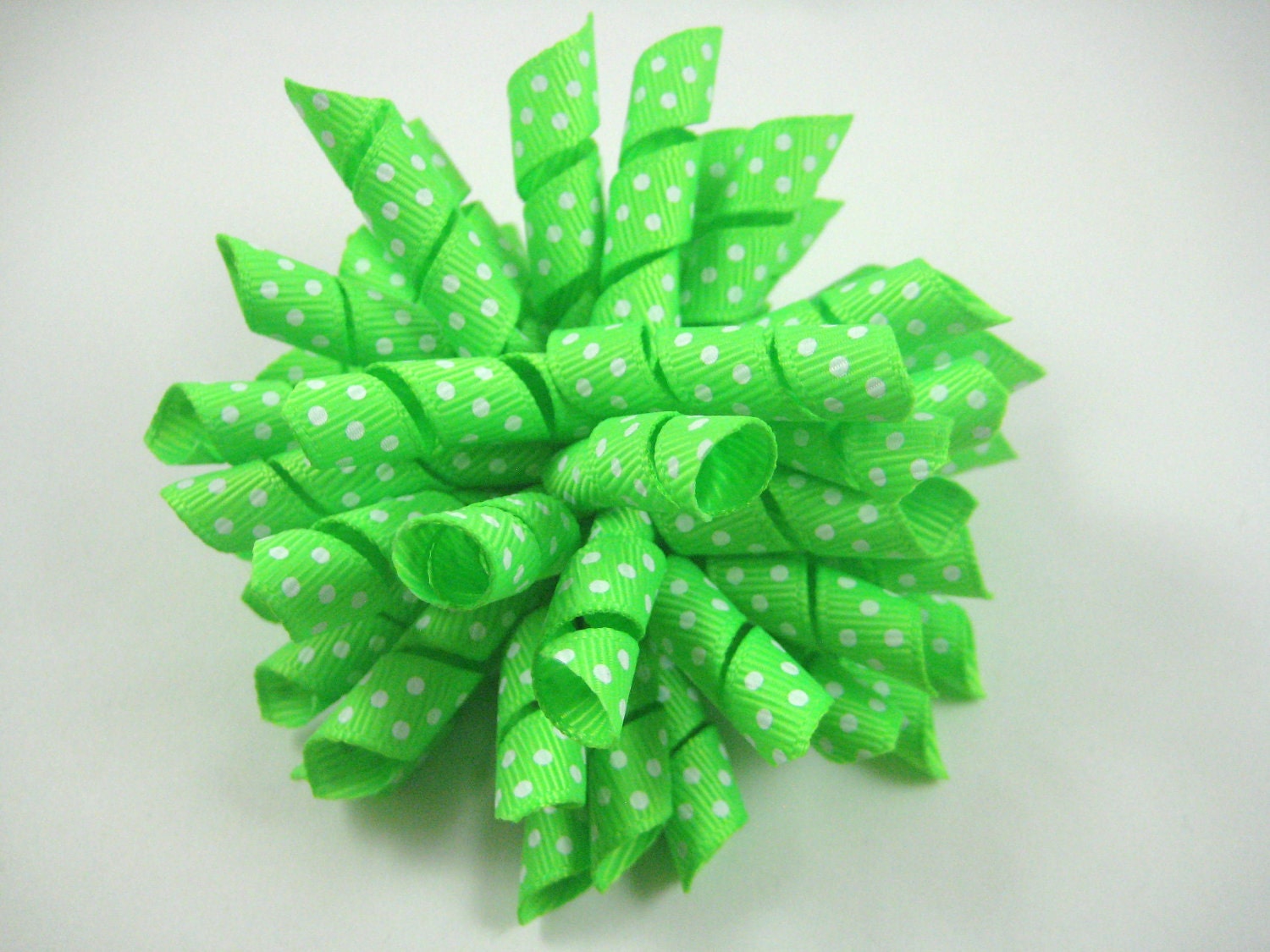 Green Korker Bow - Green Hair Bow - Polka Dot Korker Hair Bow - Green Polka Dot Hair Clip - Light Green Hair Bow