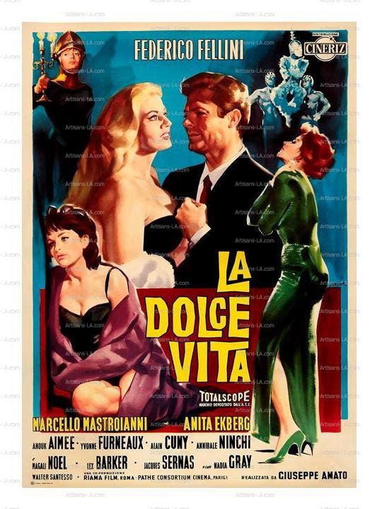 La Dolce Vida Directed by Federico Fellini 1960 Movie Poster Image Download Classic Movie Prints No 743
