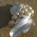 Sale Vintage Signed Lisner Silver Leaf and White Pearls Brooch-Looking for a holiday home