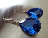 Blue Earrings Crystal Teardrop Swarovski - Bridal Earrings Bridesmaid Earrings - LIMITED EDITION