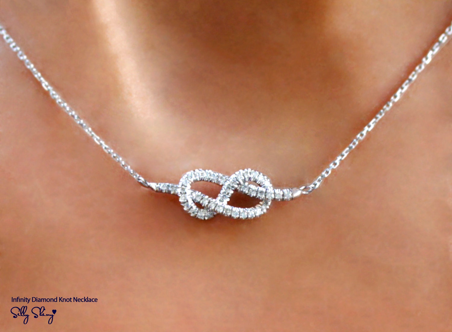 Infinity Knot Diamond Necklace 14K Gold