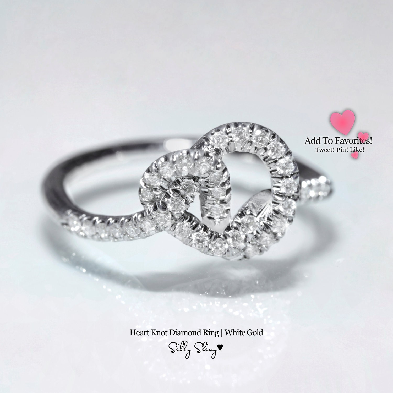Heart Knot Diamond Ring 14K   .