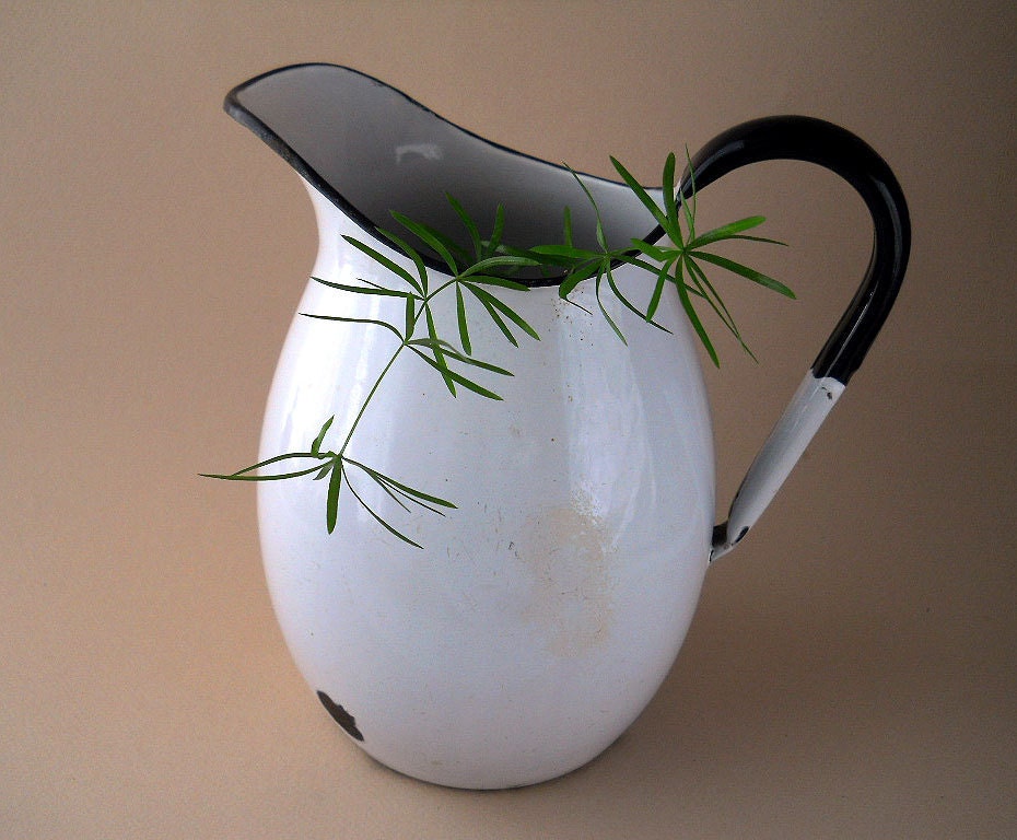 Vintage Enamel Water Pitcher