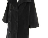 Mid Century Black Velvet Swing Jacket...Vintage Coat...Excellent Condition