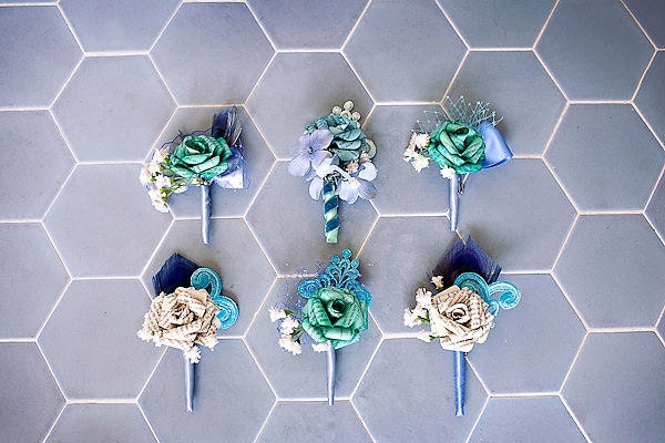 Custom Paper Flower Wedding Boutonnières / Boutonnieres as featured on Style Me Pretty