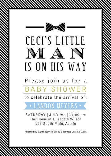 Little Man Bow Tie Baby Shower Invitations