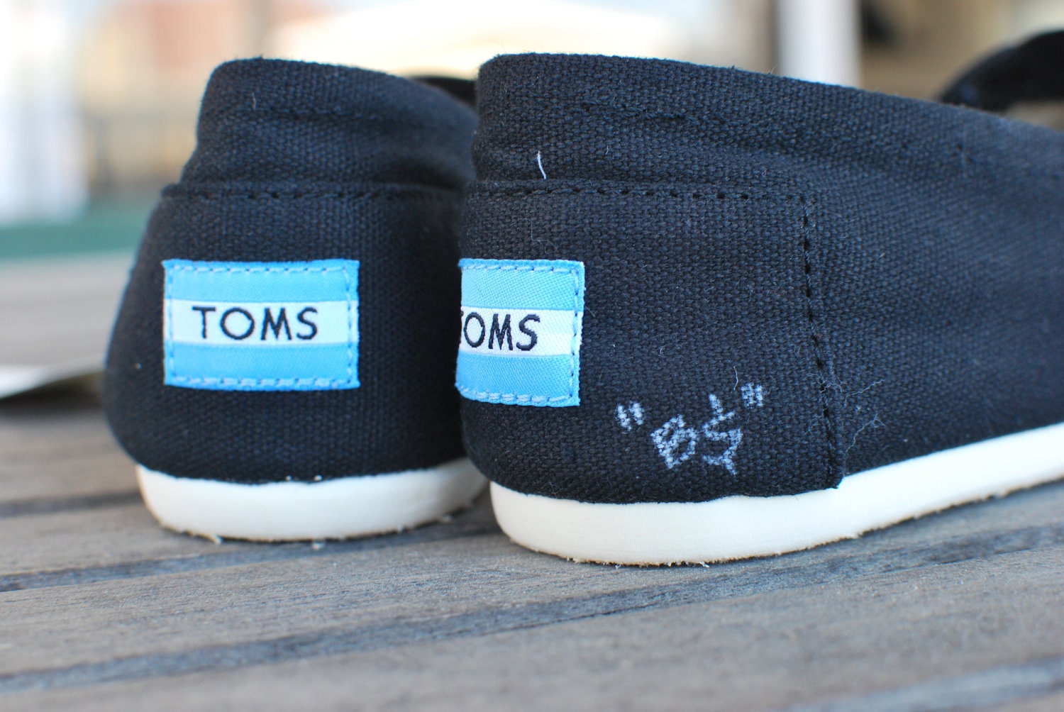 Custom Hand Painted Mustache Black Classic TOMS shoes
