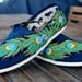 Navy Gold Peacock Feather TOMS shoes
