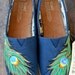 Navy Gold Peacock Feather TOMS shoes