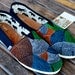 Colorful pinstripe TOMS shoes