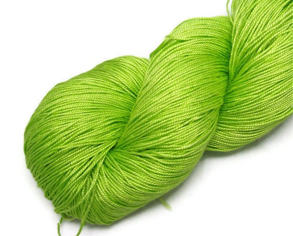 Lace Weight Silk Yarn Spun/ Maharaja Silk yarn, green