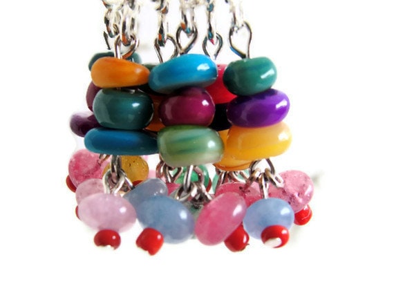 Bead stitch markers, gift for knitter, wire dangles handmade, gift for her