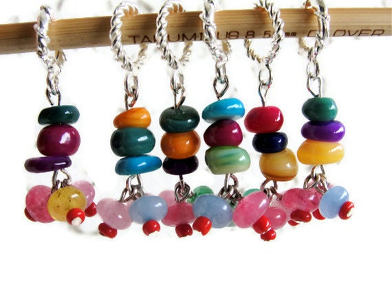 Bead stitch markers, gift for knitter, wire dangles handmade, gift for her
