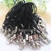 50pcs 65mm Black mobile cell phone key strap chain with silver color lobster clasps