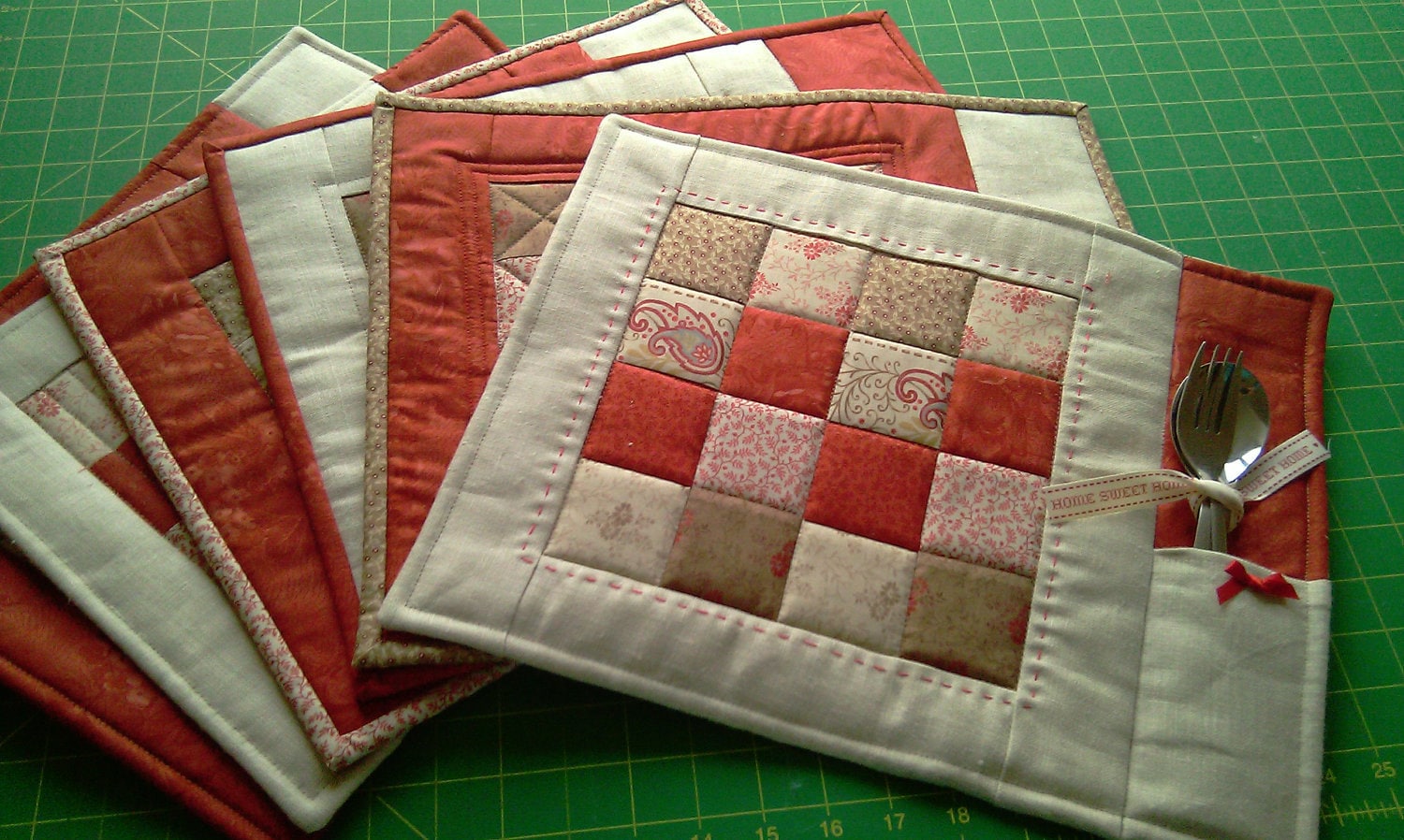 PDF Pattern for 6 Quilted Placemats Coasters by JustJudeDesigns