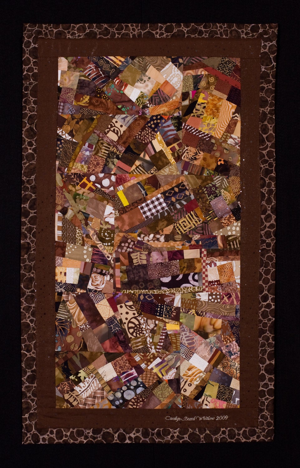 Earth Tones Improvisational Quilt Wall Hanging