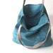 Teal linen and cotton lace TOTE BAG