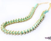 TINNLILY Spearmint Silk Hex Nut and Chain Woven Necklace