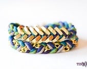 TINNLILY Silk Peacock Chain and Hex Nut Bracelet (Double Wrap)
