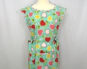 Retro Cobbler Apron with Red, Yellow and Pink Apples on Aqua Blue Background - Riley Blake Apple of my Eye