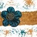 Mustard and dark teal blue baby headband, taffeta flower headband, personalized design, baby headband, newborn headband...