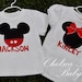 Personalized Boys Mickey Mouse Toddler Shirt or Girl Minnie Mouse Shirt, Disneyland, Disney Sibiling Shirts