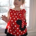 Minnie Mouse Dress, Pillowcase Dress or Top with Matching Ponytail streamers or Hair Bow.