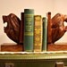 Carved Wood Lions Head Bookends